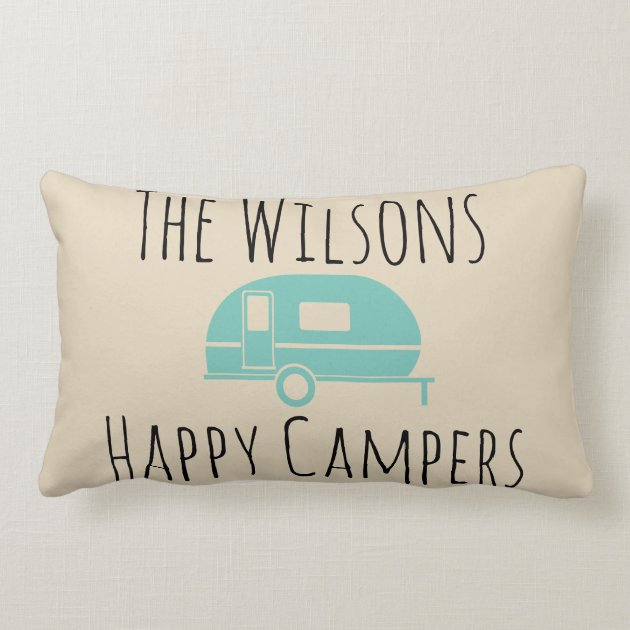 happy camper throw pillow