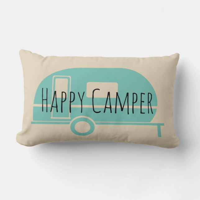 Camping "Happy Camper" accent pillow (Front)