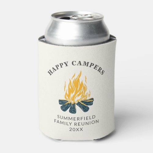 Camping Happy Campers Vacation Family Trip Custom Can Cooler