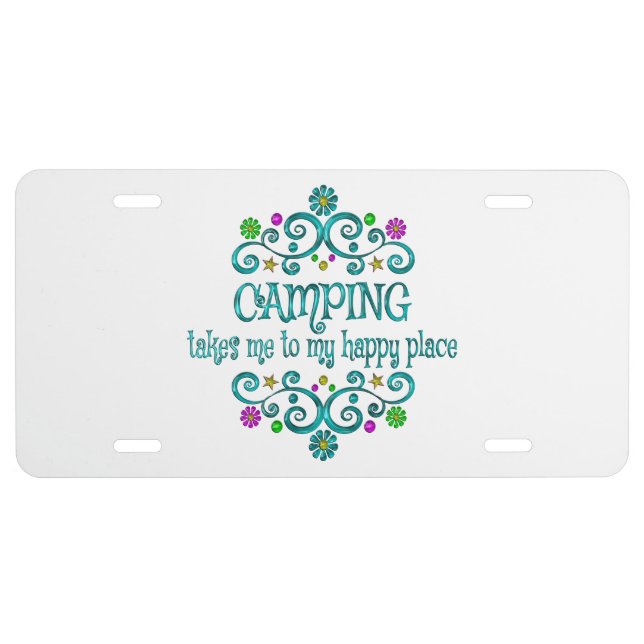 Camping Happy Place License Plate (Front)