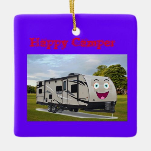 Camping  Happy Retirement in ithe RV by Funnycoomb Ceramic Ornament