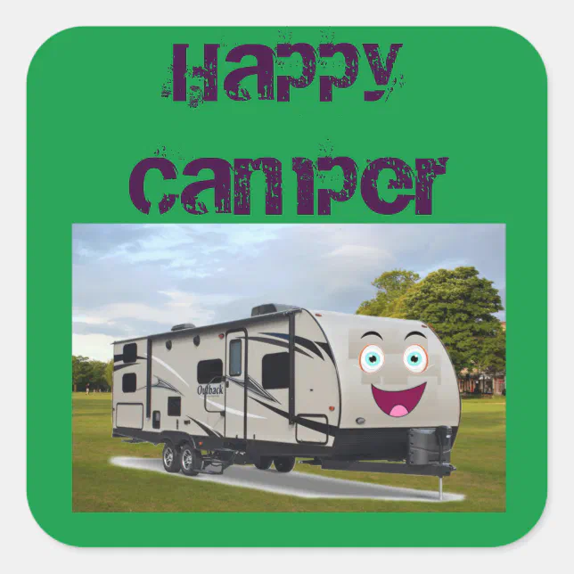 Camping Happy Retirement in ithe RV by Funnycoomb Square Sticker | Zazzle