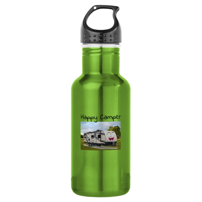 Camping  Happy Retirement in ithe RV by Funnycoomb Stainless Steel Water Bottle (Front)