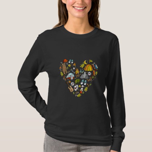 Camping Heart  Camping Lady Camping T-Shirt