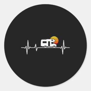 Camping Heartbeat Rv Caravan Motorhome Classic Round Sticker
