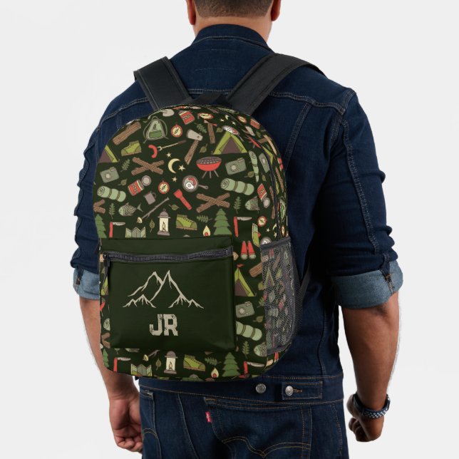 Camping Hiking Campsite Patterned Monogram Printed Backpack (Insitu (Model))