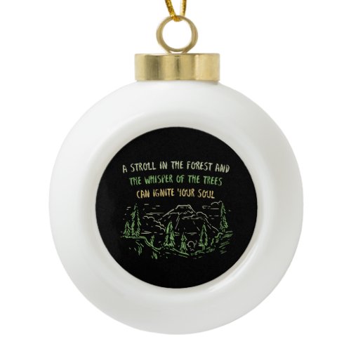 Camping Hiking Mountains Gift Ceramic Ball Christmas Ornament