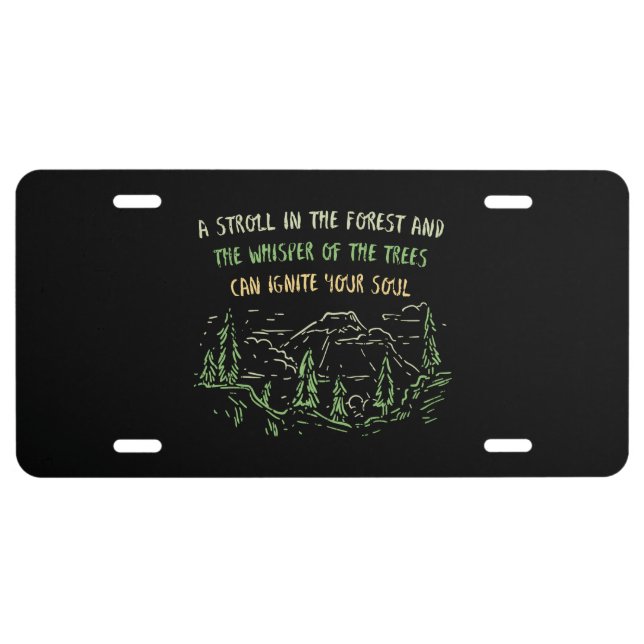 Camping Hiking Mountains Gift License Plate (Front)