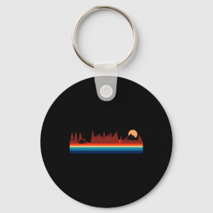 Camping Hiking Nature Mountains Retro Style 80's Keychain