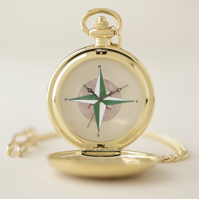 Camping Hiking Outdoor Summer Camp Compass Print Pocket Watch (Inside)