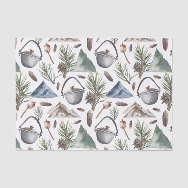 Camping, Hiking, Outdoors and Nature Themed  Tissue Paper (Front)
