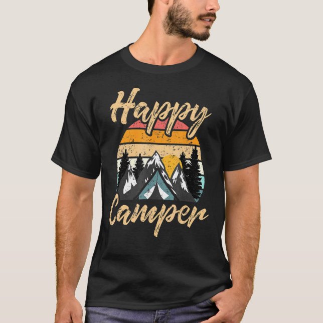 Camping Hiking   Present Happy Camper T-Shirt (Front)