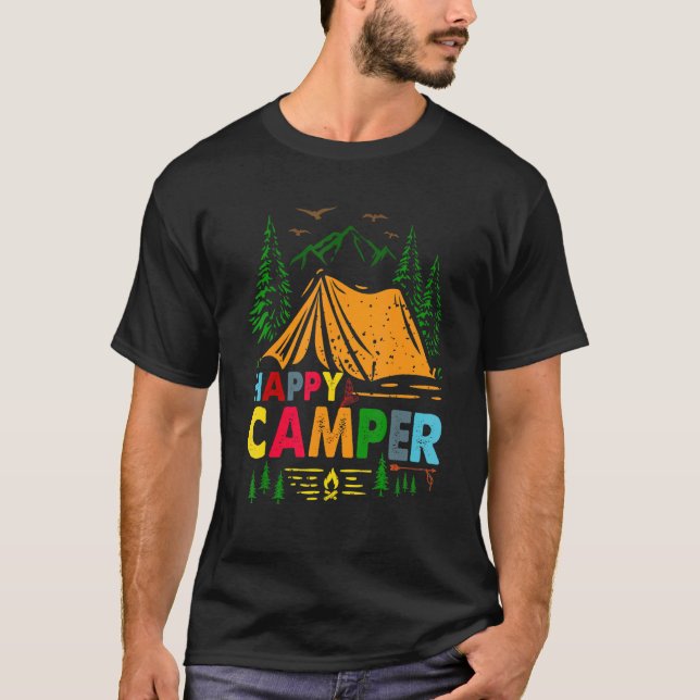 Camping Hiking  Present Happy Camper T-Shirt (Front)