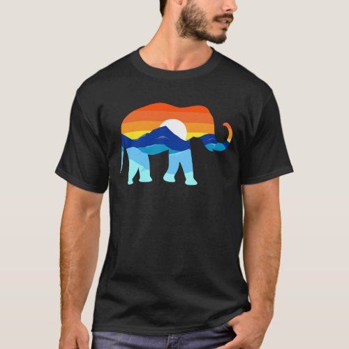 Camping Hiking Retro Mountains Outdoors Elephant T_Shirt