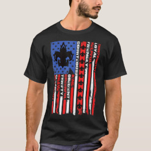Camping Hiking Scouting Vintage America Flag Scout T-Shirt