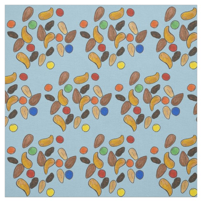 Camping Hiking Trail Mix Nuts Candy Summer Camp Fabric (Swatch)