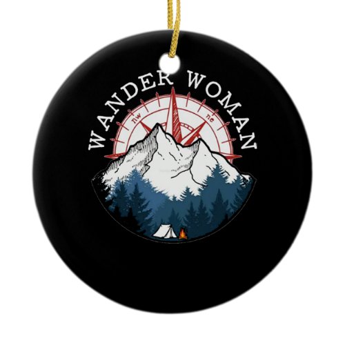 Camping Hiking Wander Woman Ceramic Ornament