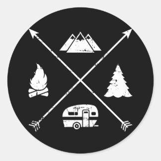 Camping hipster Caravan trailer Classic Round Sticker