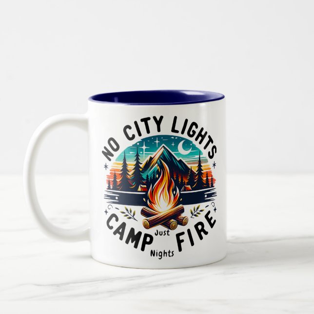 Camping Illustration Two-Tone Coffee Mug (Left)