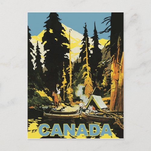 Camping in Canada forest Postcard
