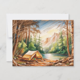 Camping in the Forest Beautiful Nature Outdoors Postcard