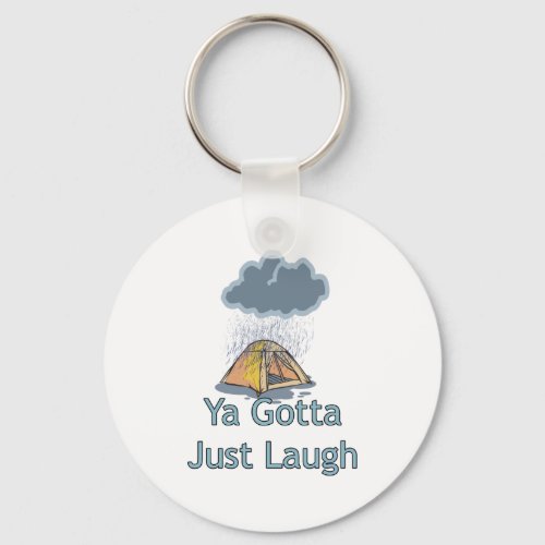 Camping in the Rain Keychain