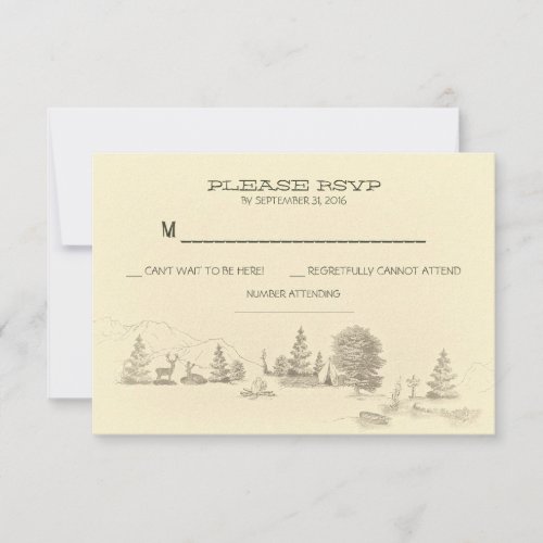 Camping in the woods Wedding RSVP cards