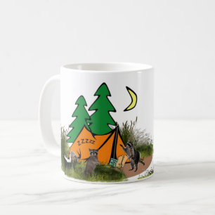 Camping in the Woods with Raccoon Funny Coffee Mug