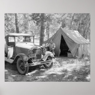 Camping in the Yakima Valley, 1936. Vintage Photo Poster