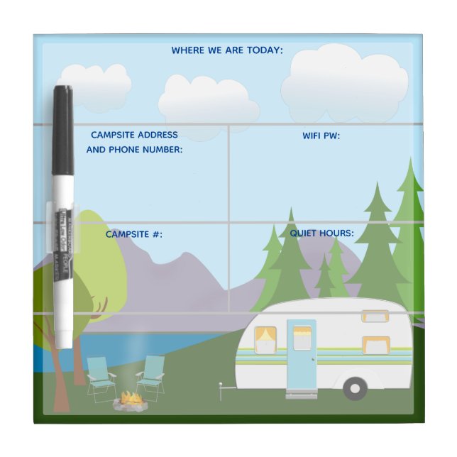 Camping Information Dry Erase Board (Front)