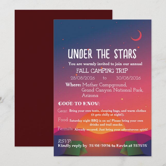 Camping invitation (Front/Back)