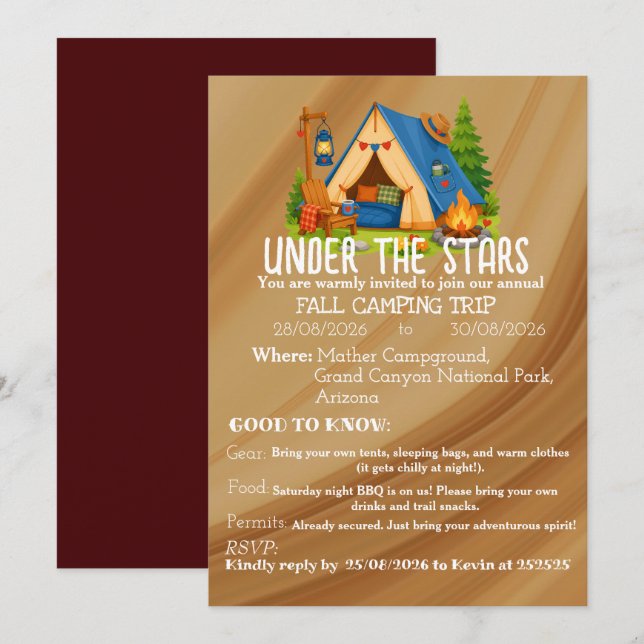 Camping invitation (Front/Back)