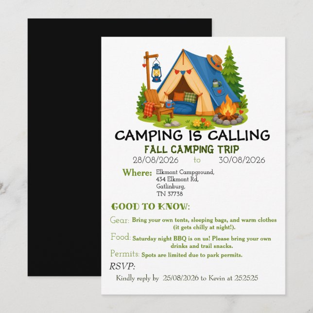 Camping invitation (Front/Back)