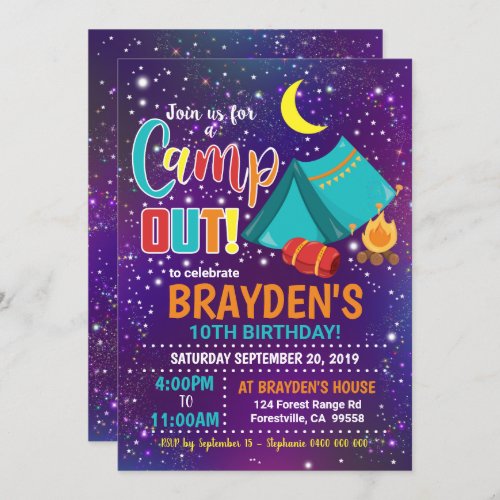 Camping Invitation Boy Camp Invitation