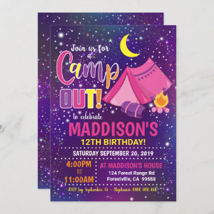Camping Invitation Girl Camp Invitation