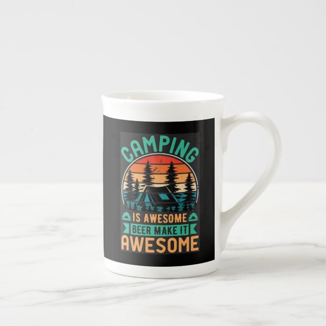 Camping is Awesome Beer Make it Awesome-67356 Bone China Mug (Right)