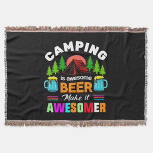 Camping is Awesome Beer Make it Awesomer-67357 Throw Blanket