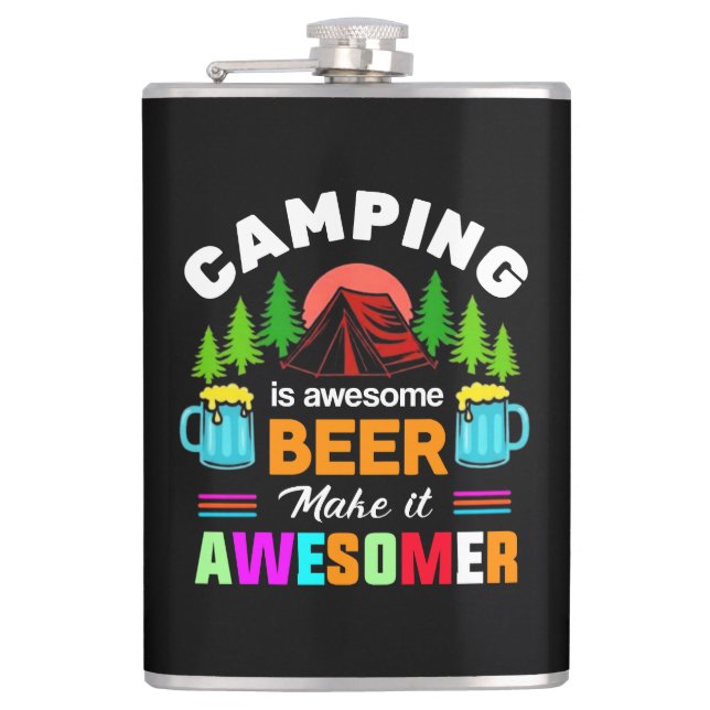 Camping is Awesome Beer Makeit Awesomer-67357 Flask (Front)