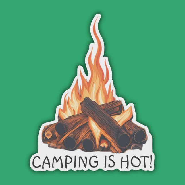 Camping Is Hot! Waterproof  Sticker (Creator Uploaded)