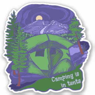 Camping is in tents mountain landscape sticker
