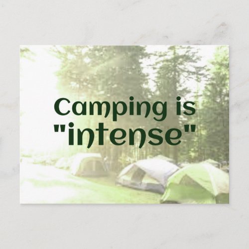 Camping is intense in tents DAD JOKE postcard