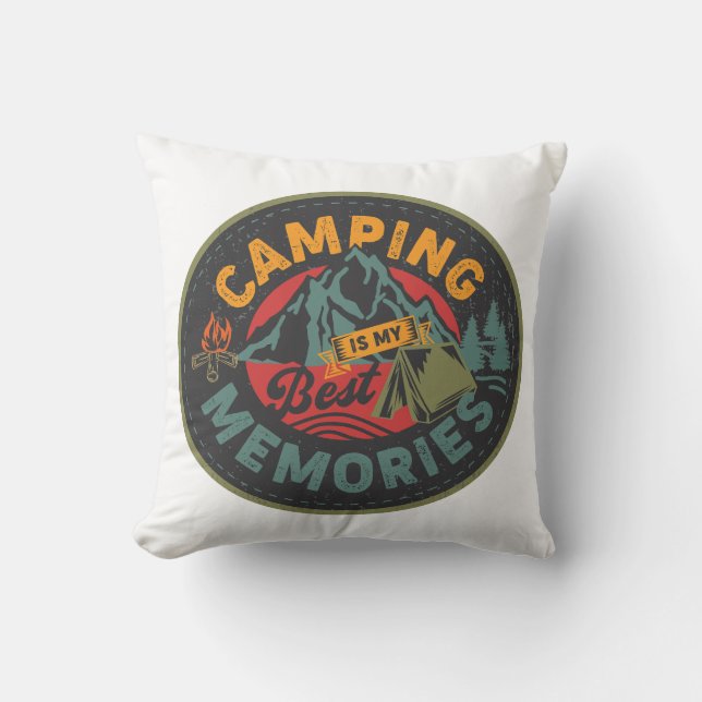 Camping Is My Best Memories Throw Pillow (Front)