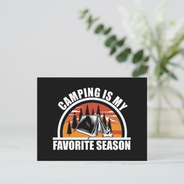 Camping is my favorite season funny camper slogan holiday postcard (Standing Front)