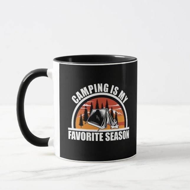 Camping is my favorite season funny camper slogan mug (Left)