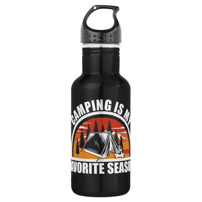 Camping is my favorite season funny camper slogan stainless steel water bottle (Front)
