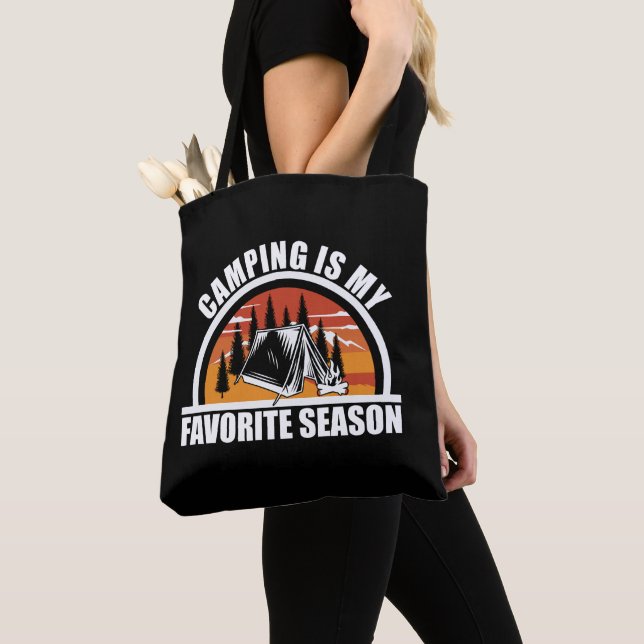 Camping is my favorite season funny camper slogan tote bag (Close Up)