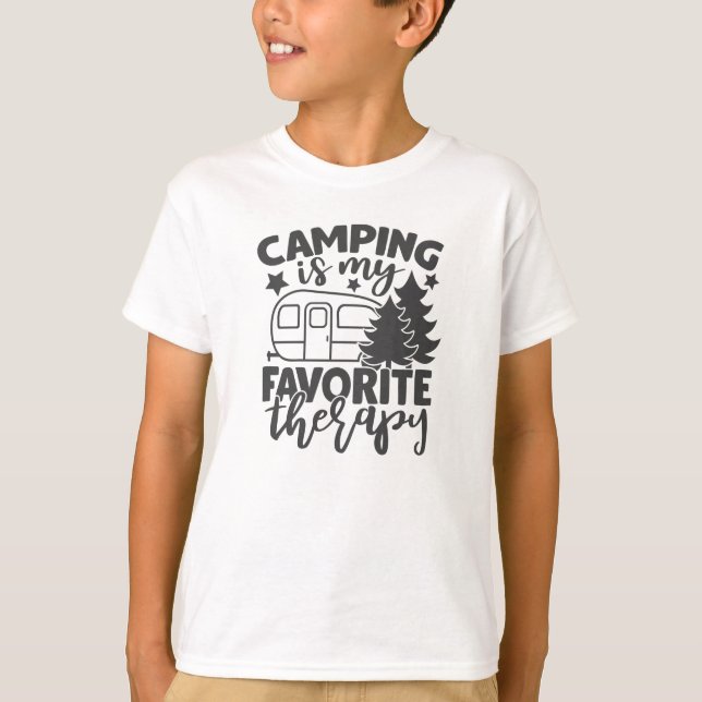 Camping Is My Favorite Therapy Funny Camper Saying T-Shirt (Front)