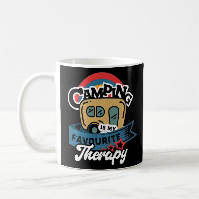 Camping Is My Favorite Therapy  Funny Hiking Campi Coffee Mug (Left)