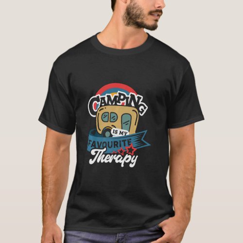 Camping Is My Favorite Therapy  Funny Hiking Campi T_Shirt