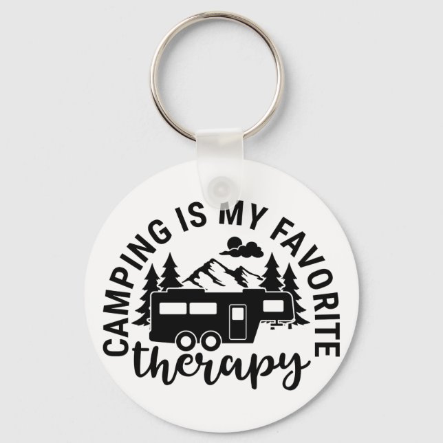 Camping Is My Favorite Therapy Keychain (Front)